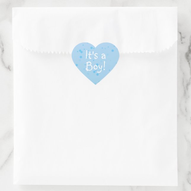 Heart Shaped It's a Boy! On Blue Inkspots Herz-Aufkleber (Tasche)