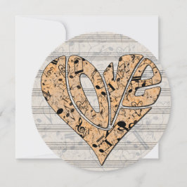 Heart-Shaped Love Typography with Musical Notes Karte