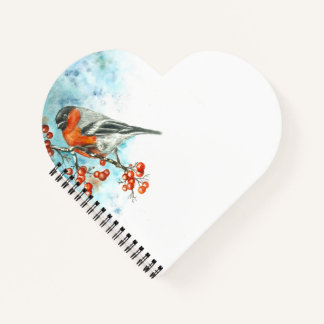 Heart Shaped Notebook mit Watercolor Eurasian Bul Notizbuch