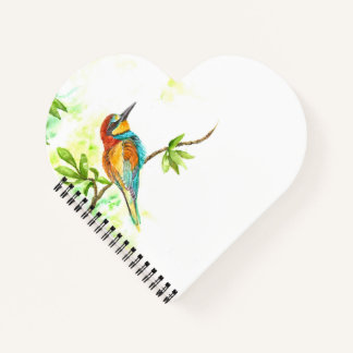 Heart Shaped Notebook mit Watercolor European Bee Notizbuch