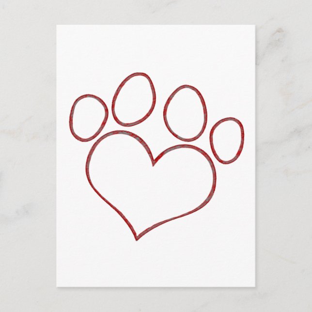 Heart Shaped Paw Print Dog Katze Welpe Kitten Postkarte (Vorderseite)