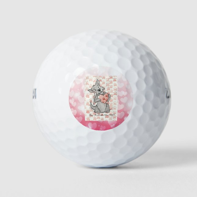 Heart Shaped Paw Prints Golfball (Vorderseite)