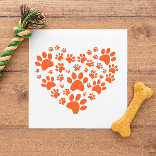 Heart Shaped Paw Prints Serviette