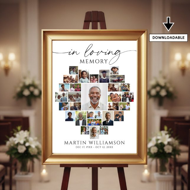 Heart Shaped Photo Collage In Loving Memory Poster (Von Creator hochgeladen)