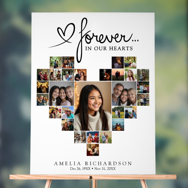 Heart Shaped Photo Collage Memorial Welcome Acrylschild (Neutral)