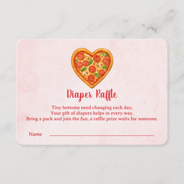 Heart Shaped Pizza Diaper Raffle Insert | Red Dankeskarte (Vorderseite)