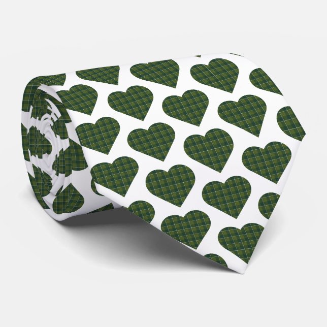 Heart Shaped Plaid Dark Green Neck Tie Krawatte (Gerollt)