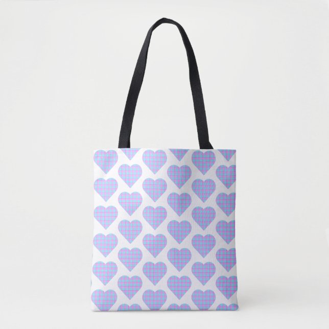 Heart Shaped Plaid Pink Blue Tasche (Vorderseite)