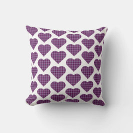 Heart Shaped Plaid Purple Pink Kissen