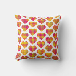 Heart Shaped Plaid Yellow Orange Kissen
