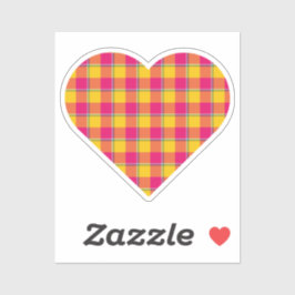Heart Shaped Plaid Yellow Pink Aufkleber