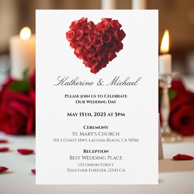 Heart Shaped Red Roses- Einladung (Heart Shaped Red Roses- Invitation)