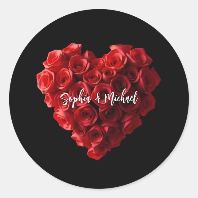 Heart Shaped Red Roses- Runder Aufkleber (Vorderseite)