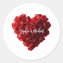 Heart Shaped Red Roses- Runder Aufkleber