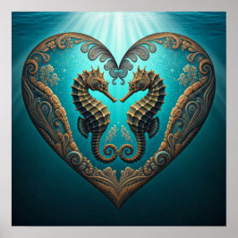 Heart Shaped Sheahorses Poster