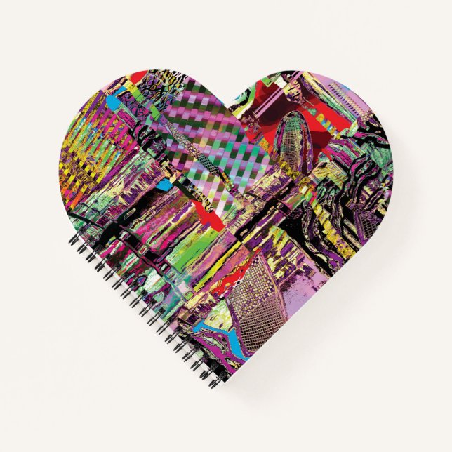 Heart Shaped Spiral Notebook – Urban Fractals Notizbuch (Vorderseite)