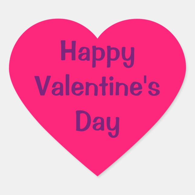 Heart Shaped Sticker - Happy Valentine's Day. (Vorderseite)