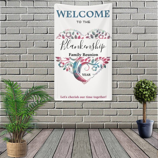Heart Shaped Tree Family Reunion Template Banner (Von Creator hochgeladen)