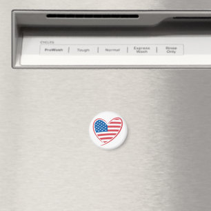 Heart Shaped USA Flag Design, Patriotic American Magnet