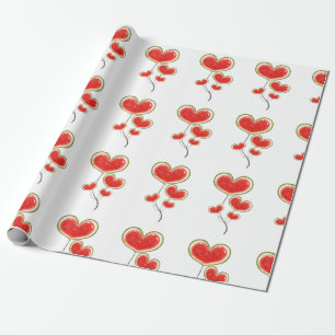 Heart Shaped Watermelon Ballons Geschenkpapier