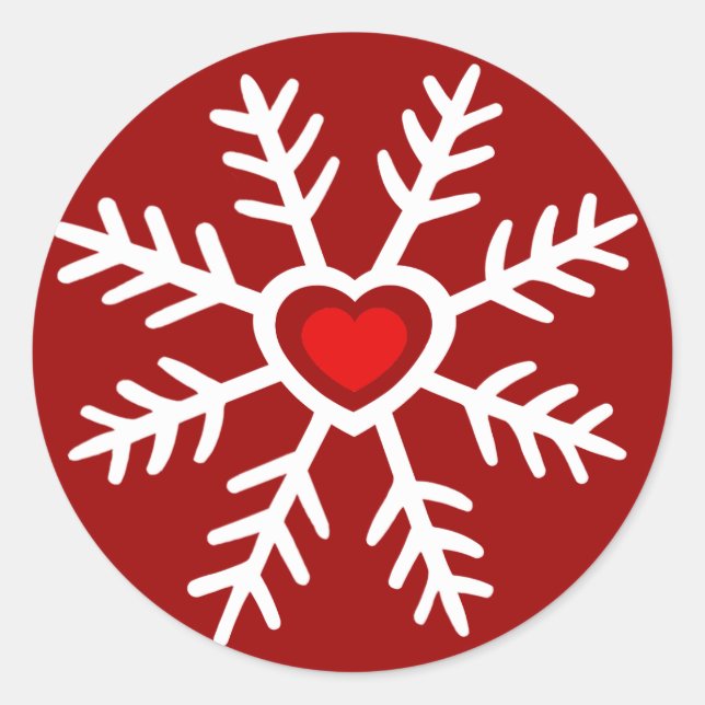 Heart Snowflake Weihnachten | Beere Runder Aufkleber (Vorderseite)