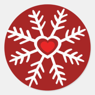 Heart Snowflake Weihnachten Beere Runder Aufkleber