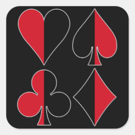 Heart Spade Diamond Club Quadratischer Aufkleber