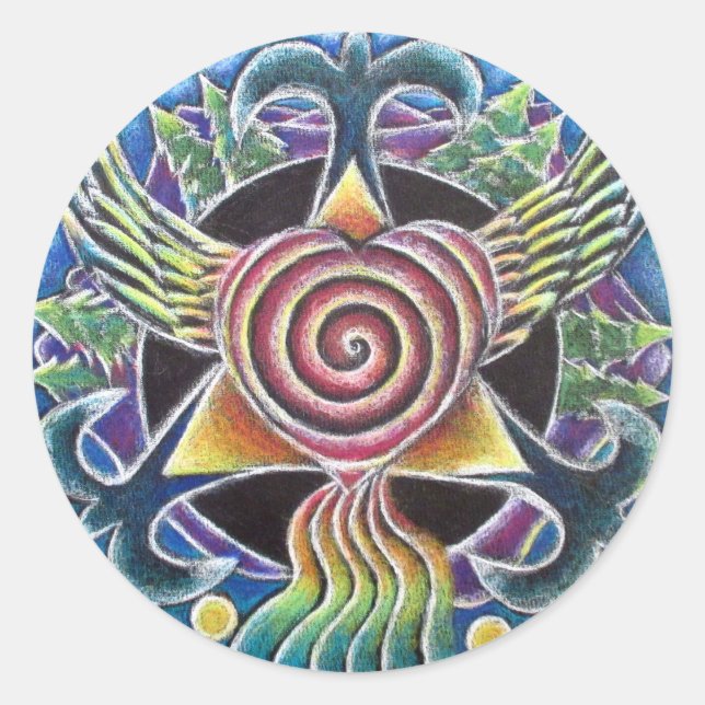 Heart Spirit Bird Mandala Sticker (Vorderseite)