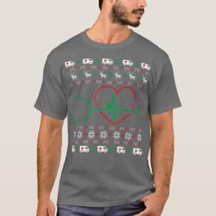 Heart Stethoscope Christmas Ugly XMas Pj Nurse RN T-Shirt