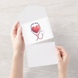 Heart & Stethoscope Greeting Card Wird Thank You H All In One Einladung