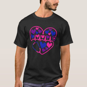 Heart Stethoscope LGBQ Bisexual Pride Bi Nurse RN T-Shirt