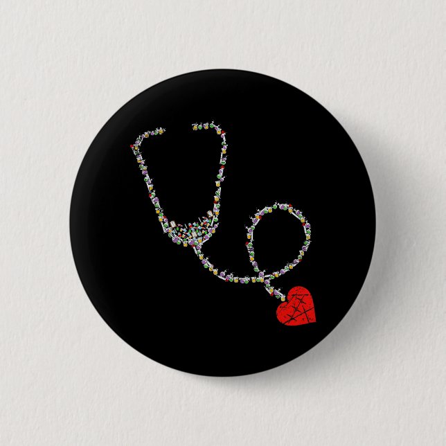 Heart Stethoscope Nurse Button (Vorderseite)