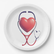 Heart & Stethoscope Paper Plate Wird Medical Party