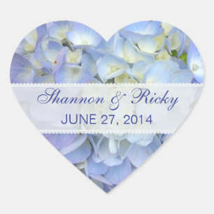 Heart Sticker in Light Blue Hydrangeas