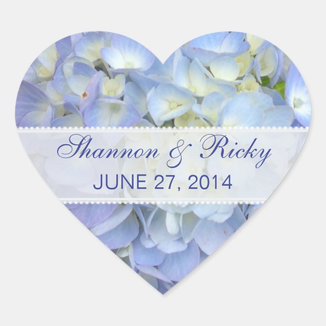 Heart Sticker in Light Blue Hydrangeas (Vorderseite)