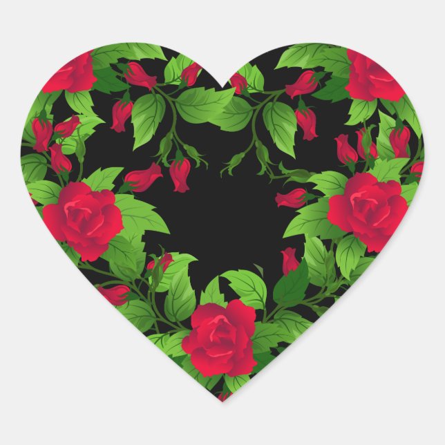 Heart Stickers-Rote Rosen Herz-Aufkleber (Vorderseite)
