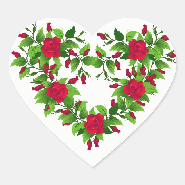 Heart Stickers-Rote Rosen Herz-Aufkleber (Vorderseite)