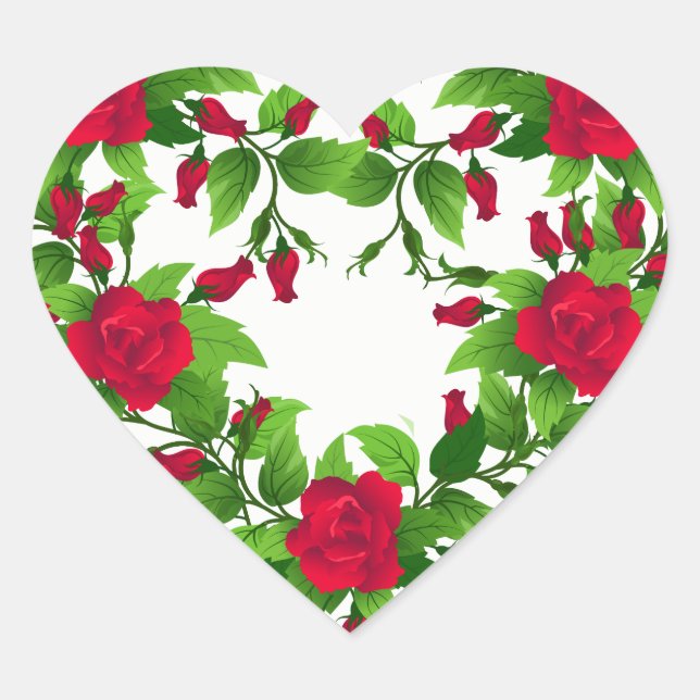 Heart Stickers-Rote Rosen Herz-Aufkleber (Vorderseite)