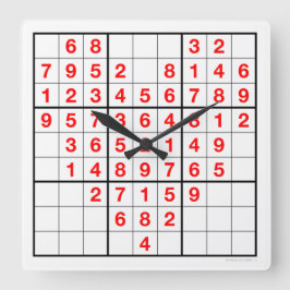 Heart Sudoku Clock with downloadable puzzle (Easy) Quadratische Wanduhr