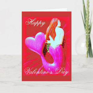 heart-tail mermaid Happy Valentine's Day Feiertagskarte