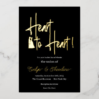 Heart to Heart Gold & White Foil Engagement Invita Folieneinladung