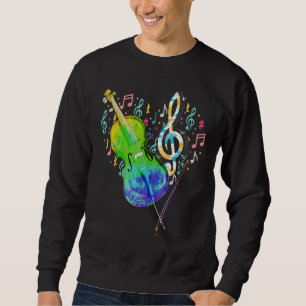 Heart Treble Clef Cello Player Musiknotens Cellist Sweatshirt