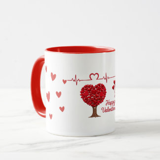 Heart Tree & Heartbeat Valentine's Day Tasse