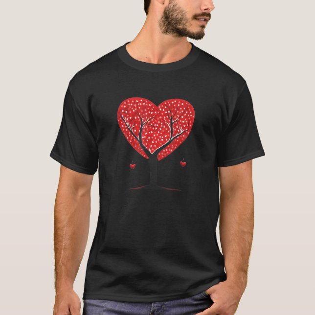 Heart Tree Red Couple Natural Liebe Wedding Honeym T-Shirt (Vorderseite)