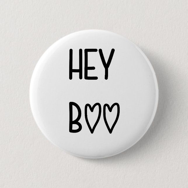 Heart Typography Hey Boo Button (Vorderseite)