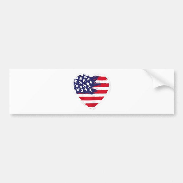 Heart US Flag 4. Juli Patriotic American Stars Autoaufkleber (Vorne)