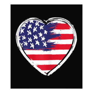 Heart US Flag 4. Juli Patriotic American Stars Fotodruck