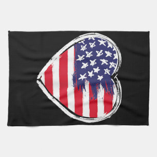 Heart US Flag 4. Juli Patriotic American Stars Geschirrtuch