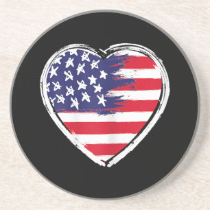 Heart US Flag 4. Juli Patriotic American Stars Getränkeuntersetzer