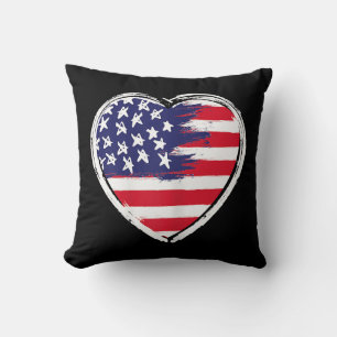 Heart US Flag 4. Juli Patriotic American Stars Kissen